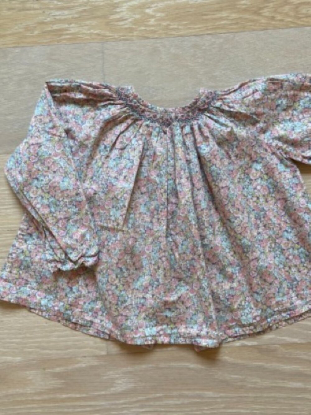 Bonpoint size 24-month (2Y) "Griotte" smocked blouse, premium lightweight Libert